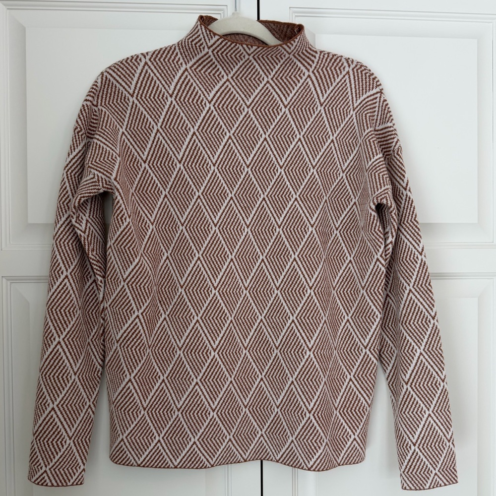 H by Halston Mock Neck Diamond Pattern Turtleneck Sweater
